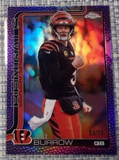 2025 Topps Chrome Football #61 Joe Burrow Purple Leather PigSkin Refractor 53/75