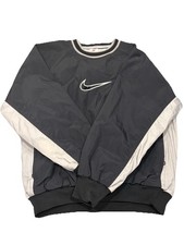 Vintage 90s Nike Windbreaker Big Swoosh White Tag Jacket Size Medium Men's Black