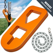 Wenses Original  T-Post Puller Plate Tool with Short Chain, Heavy Duty Steel