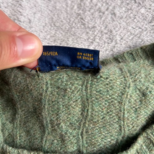 Polo Ralph Lauren Green Olive Women Cable Knit Sweater Wool Cashmere Size M - Picture 5 of 10