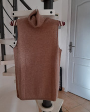 Pull sans manche Col roulé. Authentic cashmere. Taille L Neuf Doux