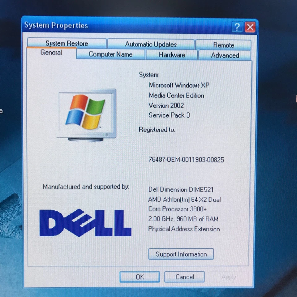 Dell Dimension E521 PC jogos retrô AMD Athlon 2.00GHz 1GB RAM (Windows XP MCE) - Imagem 3 de 4