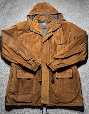 Johenic Australia Real Leather/Suede Hoodied Bomber Jacket Men XL Quilted Lining