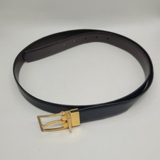 Unisex Reversible Black/Brown Belt - Brass Buckle, Size 42 EUC