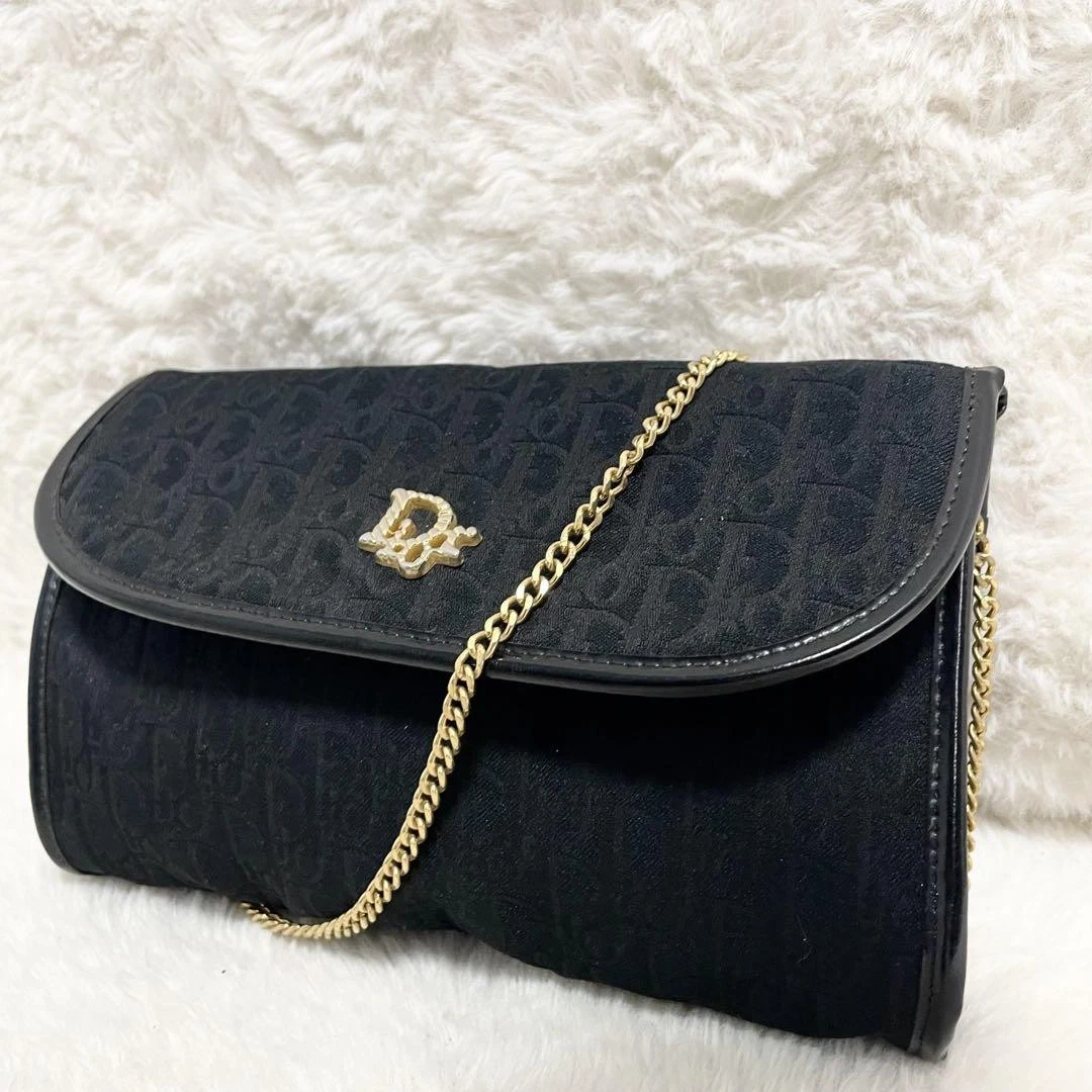 Sac bandoulière Christian Dior chaîne trotteur raccords métal grande capacité noir