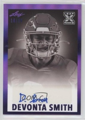 2021 Leaf Memories Purple Spectrum 18/30 DeVonta Smith Rookie Auto RC uk2
