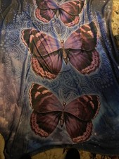 Preowned Multicolored Butterflies Sherpa Fleece Queen Throw Blanket 90x90in