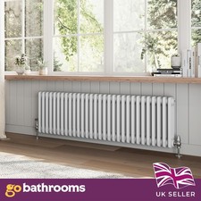 White Triple Radiator Traditional Horizontal 3 Column Panel Rad 400 x 1370mm