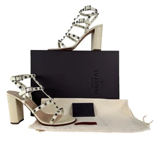 Valentino Garavani Leather Sandals Shoes 11 US 41 EU Rockstud Caged Auth Box Bag