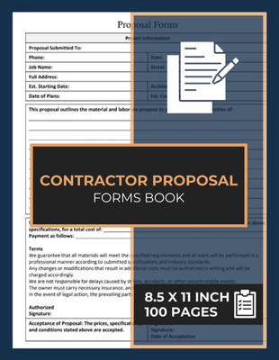 Contractor Proposal Forms Book: Bid Proposal Form for Contractors | 50 Forms