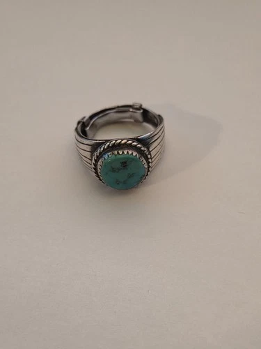Vintage Sterling Silver Turquoise Ring CC Hallmark – Southwest Navajo Style