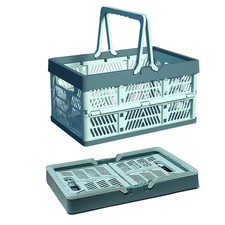 Collapsible Plastic Storage Crate - 20L Folding Organizer Basket Portable Sta...