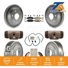 Front Rear Disc Brake Rotors Ceramic Pad Coat Drum Kit (9Pc) For GMC Sierra 1500