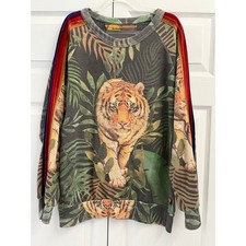 RARE Aviator Nation Jungle Tiger 5 Stripe Crewneck Sweatshirt Medium