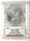 2024 American Silver Eagle - PCGS MS70 - FDOI - Signed David Hall !!