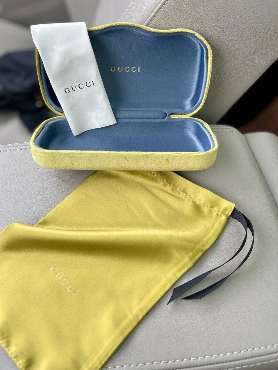 Gucci Green/Yellow and Blue Sunglasses Case with dust bag and cleaning cloth! GUCCI Velvet Clamshell Storage Case Sunglasses Eyeglasses  main image 4