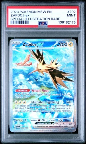 2023 POKEMON MEW EN-151 SPECIAL ILLUSTRATION RARE #202 ZAPDOS EX PSA 9