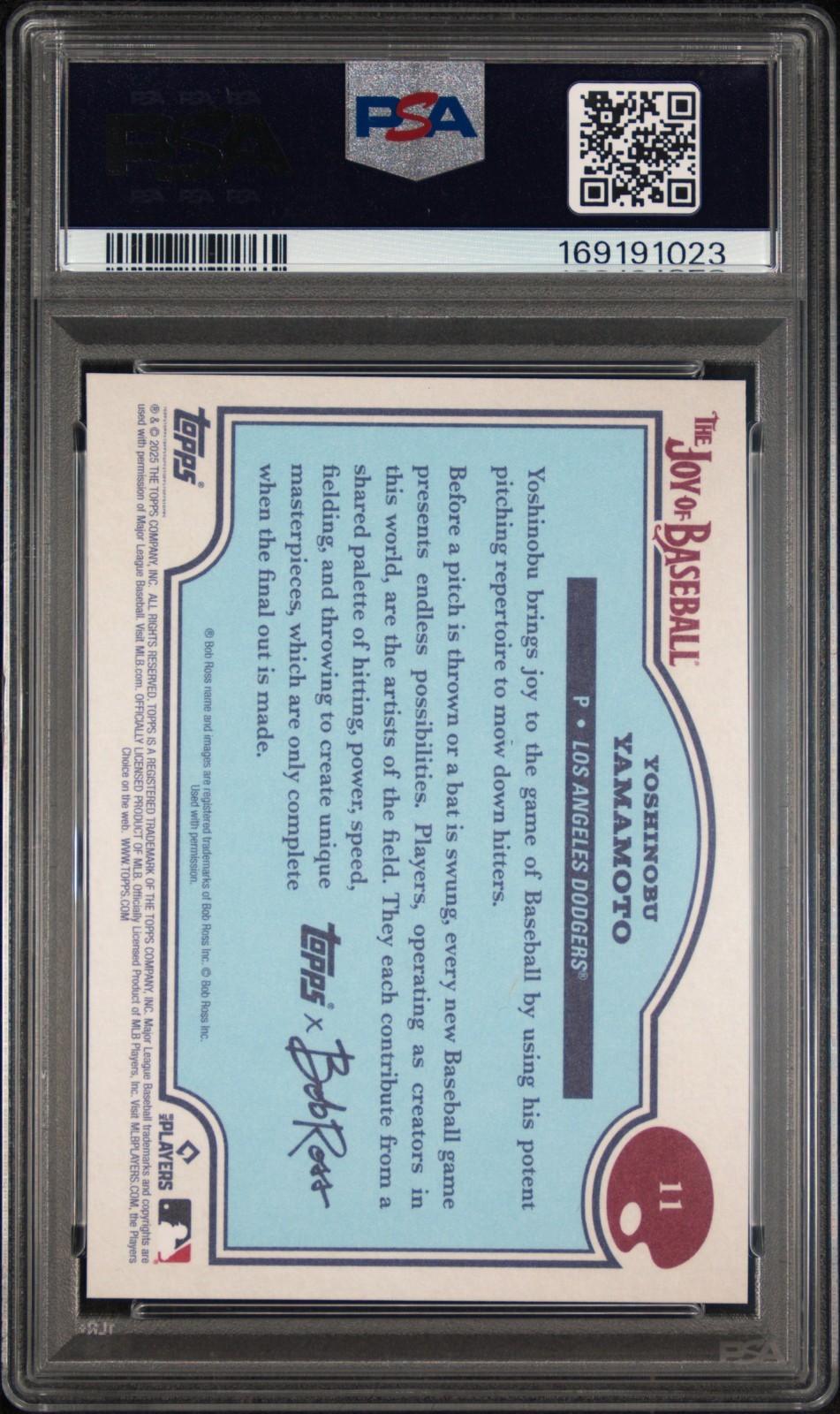 2025 Topps X Bob Ross Joy of Baseball - Yoshinobu Yamamoto #11 PSA 10 LA Dodgers view 2