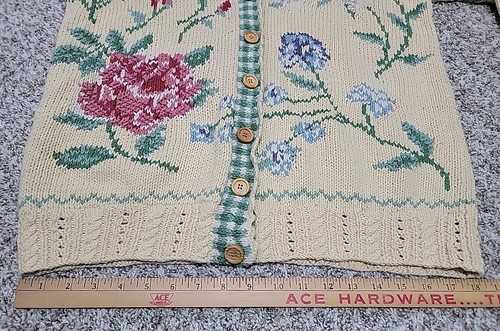 BUSHWACKER Vintage Cottagecore Floral V-neck Button Down Cardigan Sweater Sz M - Picture 8 of 12