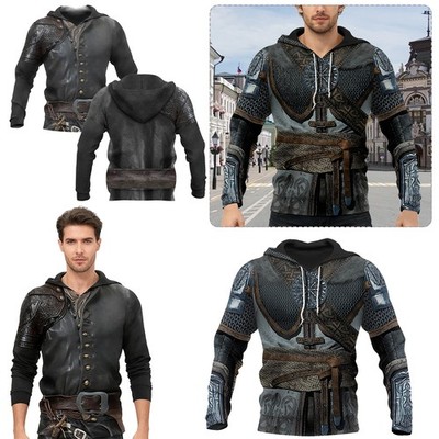 Mittelalterlicher 3D-Druck Rüstung Ritter Wikinger Hoodie Sweatshirt Kostüm-HA `
