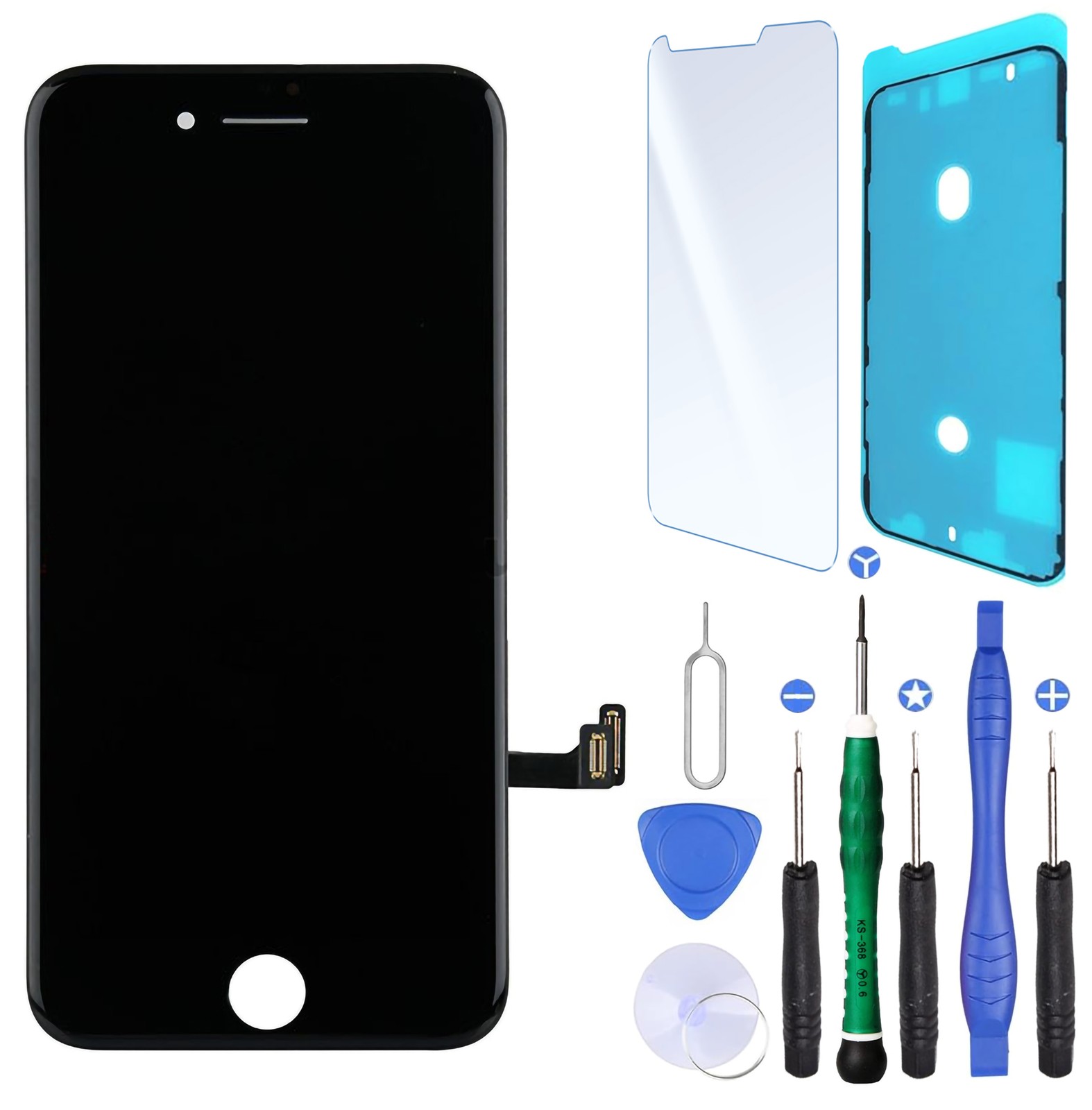 Bloc Écran pour Rénover iPhone 8 Plus Noir avec Joint Étanchéité et Tournevis