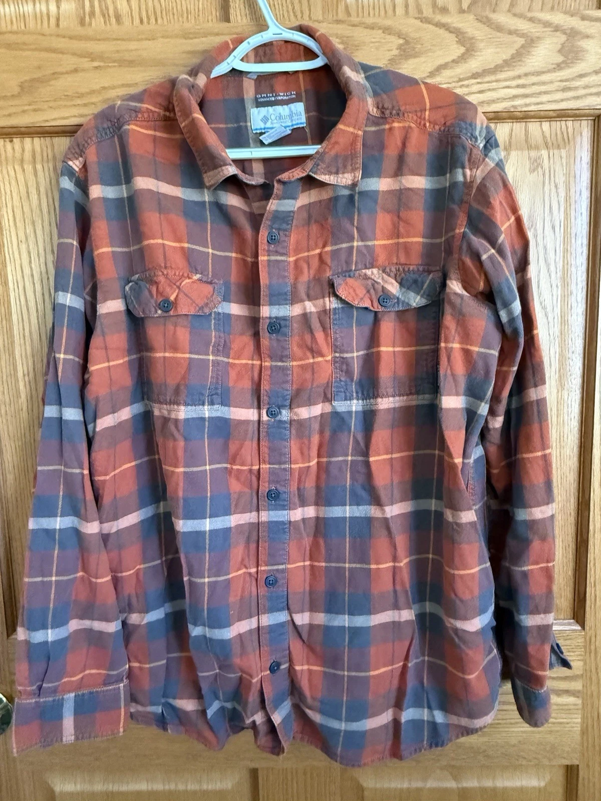 Columbia Flannel Shirt Orange/Blue Plaid Mens XL Omniwick Long Sleeve Outdoors
Opens in a new window