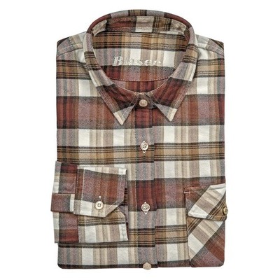 Blaser Monika Ladies Flannel Blouse, Plaid Button-Up (BAOBWMFL)