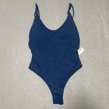 Aerie Blue Plunge One Piece Swimsuit Size L / Large Scrunchie Padded NWT
