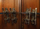 Antique French Lot of 4 Gothic brass look Coffin Handles