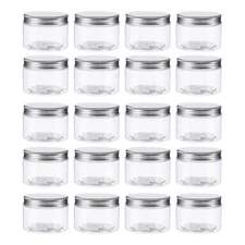 20 Pack 4 Ounce Clear Plastic Storage Jars Containers With Screw-on Lids, Ref...