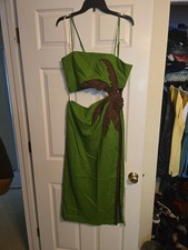 Anthropologie Farm Rio Palm Tree Midi Dress Womens Medium Green
