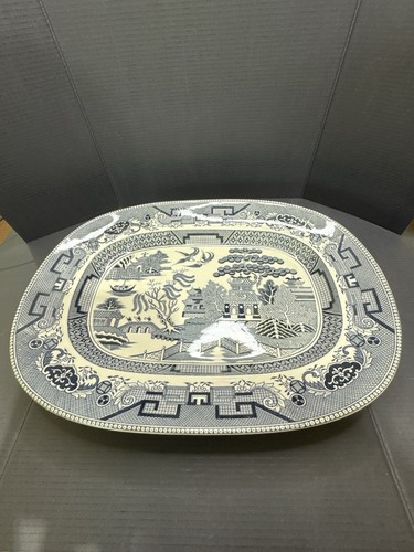 Vintage Sakakibara Japan Ocean Blue White Oval Serving Platter Asian Scene