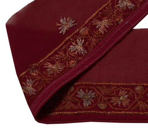 Vintage Sari Border India Craft Trim Embroidered Floral Dark Magenta Ribbon Lace - Picture 6 of 6