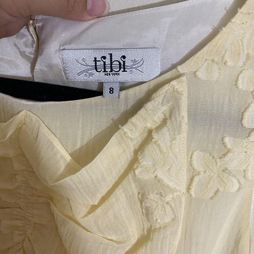 Tibi cream ruffle silk blend tank top blouse floral "applique" - Picture 4 of 5