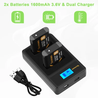 TECMANA Paquete de 2 baterías NP-BX1 + cargador para Sony HDR-AS200V FDR-X1000V FDR-X3000 HDR-AS50R