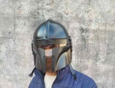 The Mandalorian Steel Black Helmet Star War Series Helm Fully Wearable Helmet