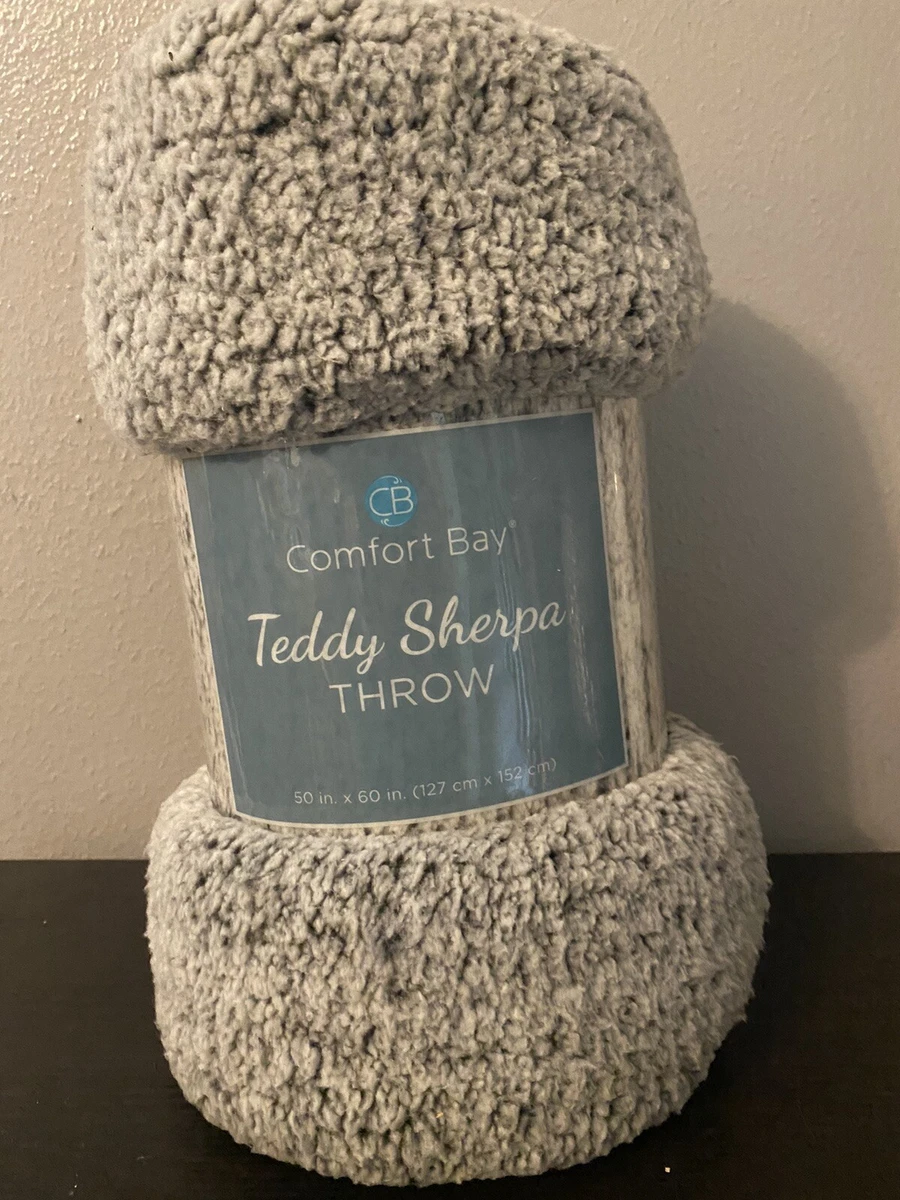 Comfort Bay 50x60in Teddy Sherpa Throw Extremely Soft