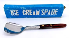 Ice Cream Spade Scoop TEXAS COFFIN COMPANY Spoon Stainless Wood Warco HTF RARE
