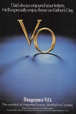 1979 Vintage Print Ad Seagram's V.O. Canadian Whisky Dad Father's Day letters