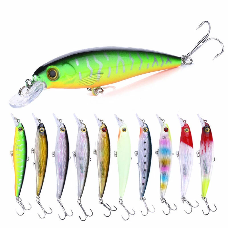 10pcs 11cm/13.4g Leurre Minnow Poisson Nageur Crankbait Basse Truite Hameçon - Photo 2/4