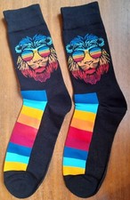 Novelty Lion Socks Rainbow Primate Cat Cub Animal Pride Sunglasses LGBTQ Gift