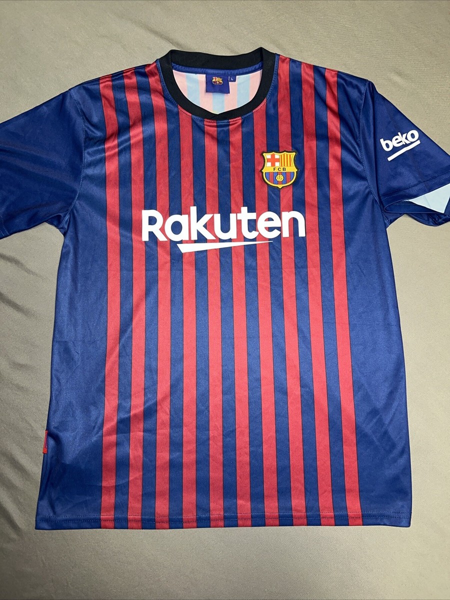 BARCELONA Rakuten FCB 10 Lionel Messi Soccer Jersey Men's L