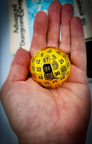 Solid Metal Gold D100 DND Dice Polyhedral 100 Sided Die Dungeons and Dragons RPG - Picture 3 of 7