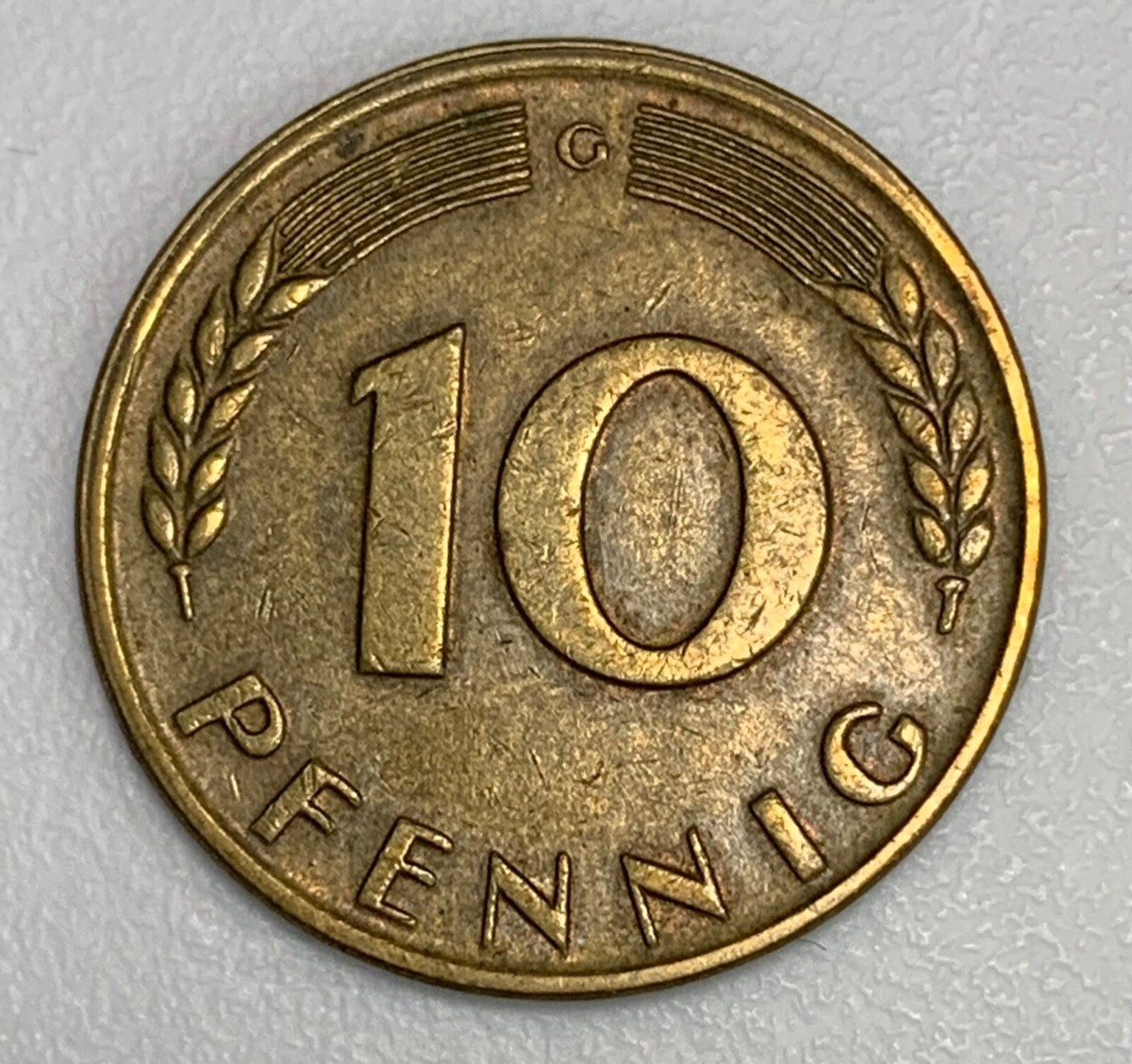 希少品‼︎ 10PFENNIG ミントマークG 1950年 ドイツ連邦共和国 レア Germany 10 Pfennig 1950-G Bundesrepublik Deutschland Coin (1066