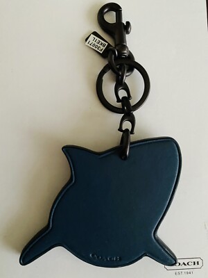 NEW COACH SHARKY BLUE/MULTI GLITTER BAG CHARM KEY RING FOB 30071