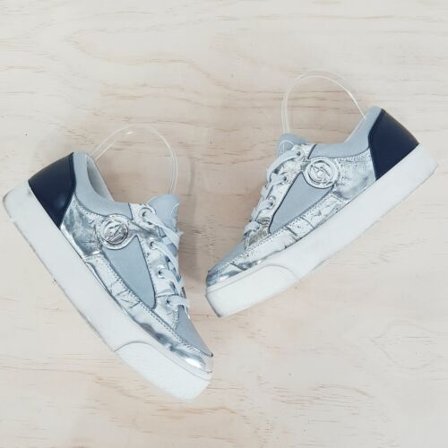 [ ARMANI JEANS] Womens Silver Sneakers Shoes | Size EUR 37 or US 6.5 - Zdjęcie 1 z 7