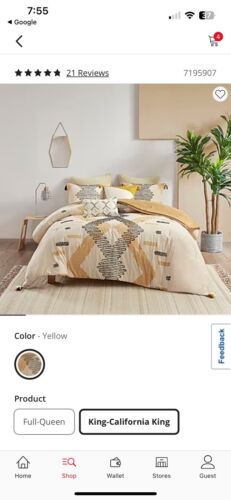 NEW INK+IVY Arizona Yellow Geo Tassel Comforter/Duvet Cover Set CALIFORNIA KING - Picture 1 of 2