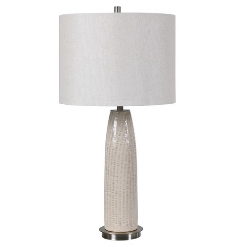 Uttermost Delgado Traditional Ceramic and Iron Table Lamp in Light Gray/White - Picture 3 of 8