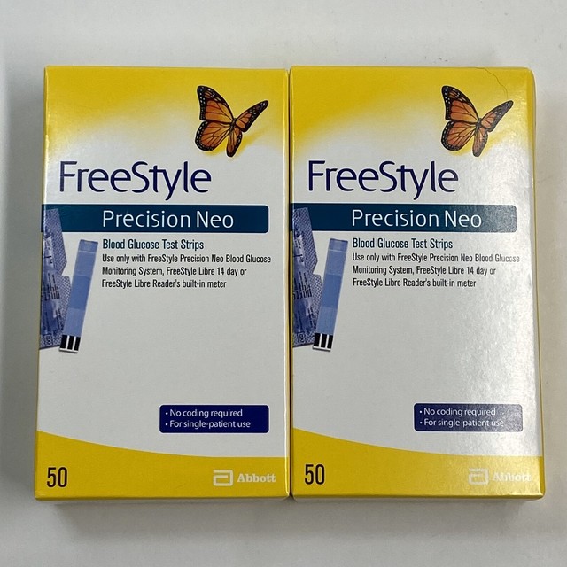 100 FreeStyle Precision Neo Diabetic Test Strips NEW/SEALED Boxes Exp 2