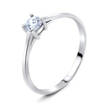Prong Set CZ .925 Sterling Silver Ring 4MM